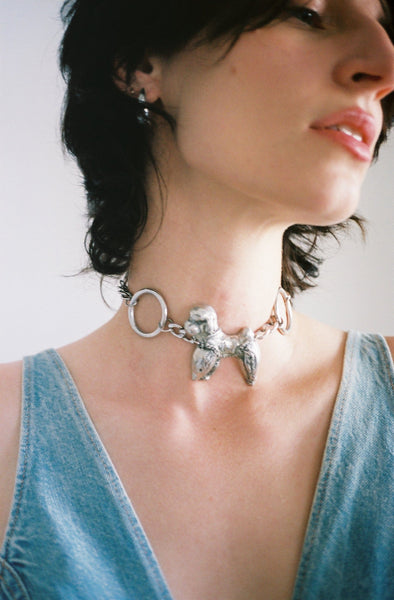 アクセサリー CHOPOVA LOWENA MACRAME PIGTAIL POODLE Silver Strawberry Piggy Necklace by Chopova Lowena on Sale