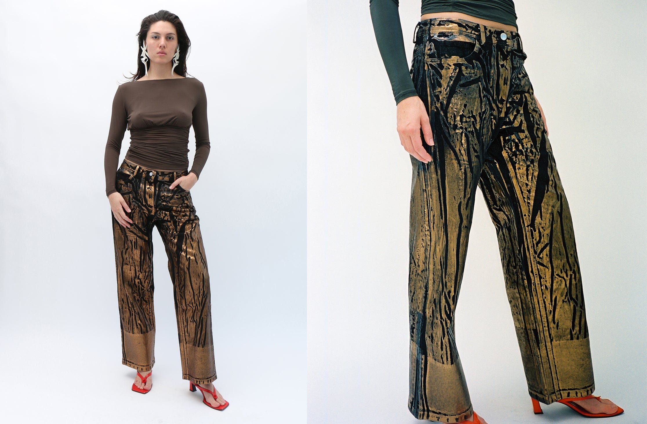 Maimoun Anne Isabella Metallic Overprint Trousers