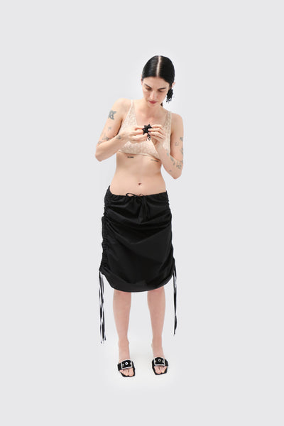 Baserange ~ Black Pictorial Strap Skirt | MAIMOUN