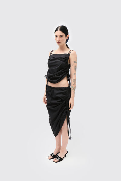 BASERANGE/ベースレンジ　PICTORIAL STRAP SKIRT Baserange ~ Black Pictorial Strap Skirt | MAIMOUN