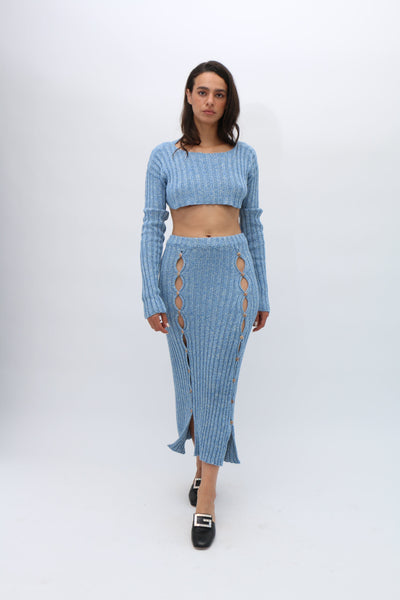 Baserange ~ Blue Melange Loulou Skirt | MAIMOUN