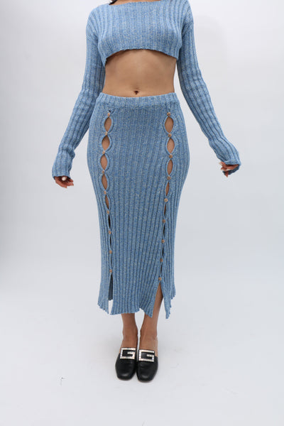 Baserange ~ Blue Melange Loulou Skirt | MAIMOUN