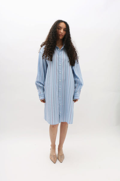 baserange ole shirt dress Ole Shirt Dress in White with stripe | Organic cotton