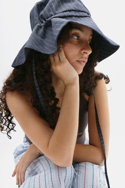 Clyde ~ Denim Pinstripe Forza Hat | MAIMOUN