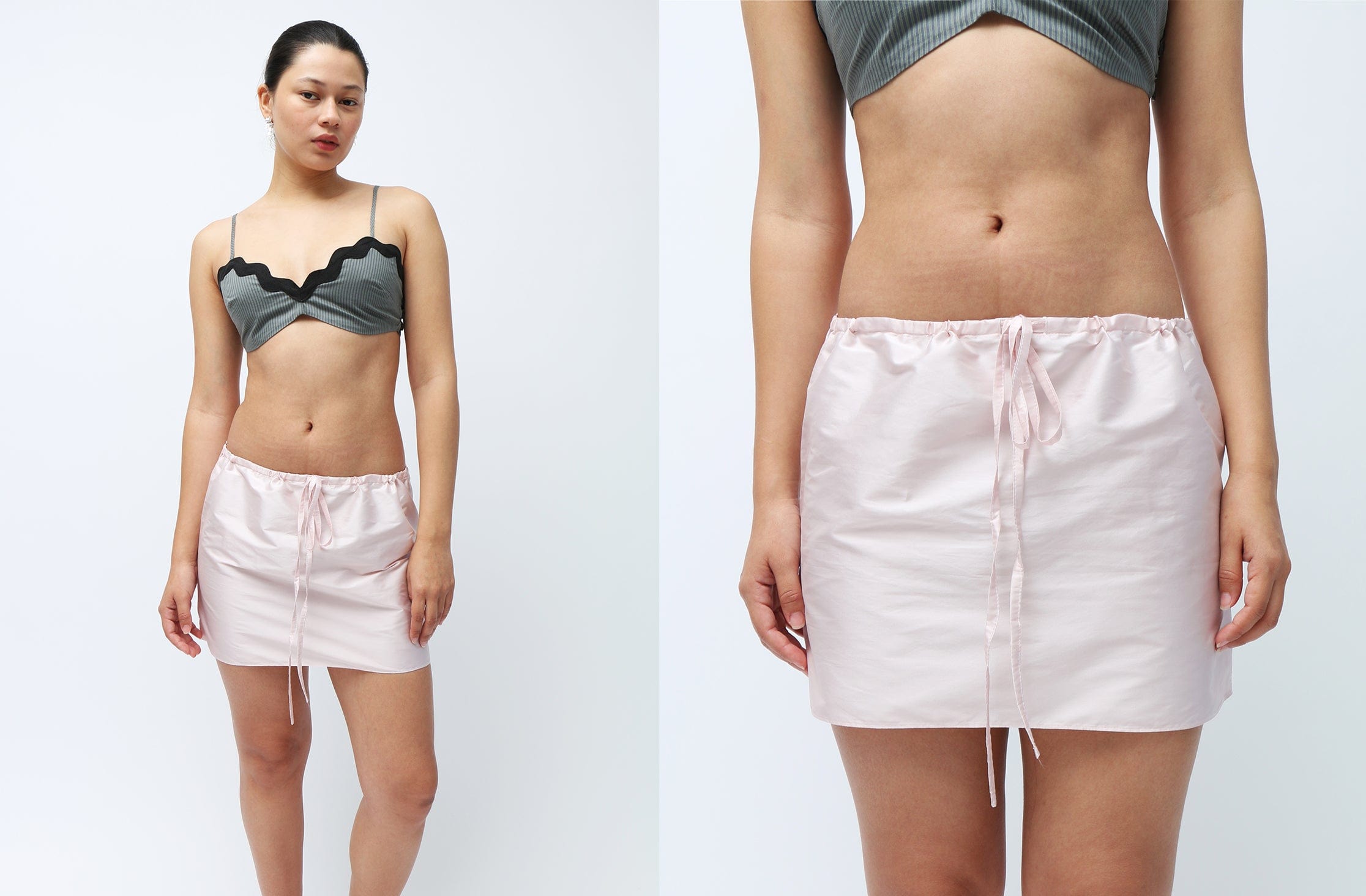 Maimoun Coming of Age Baby Pink Drawstring Mini Skirt