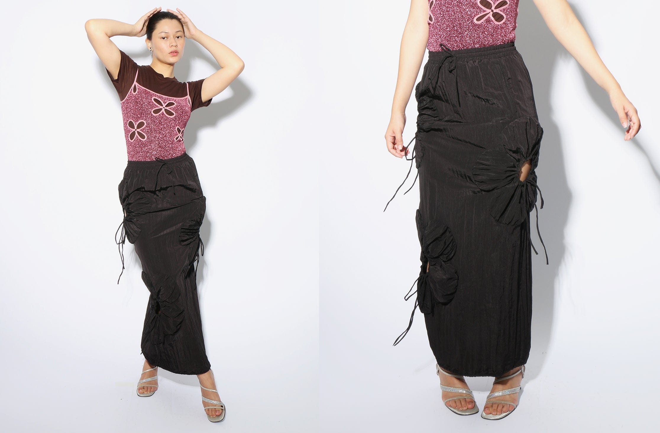 Maimoun J.Kim Black Flower Skirt