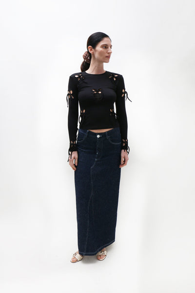 J.Kim ~ Petal Black Long Sleeve | MAIMOUN