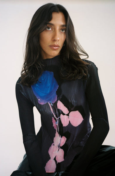 Julia Heuer ~ Blue Rose Lee Pleated Top | MAIMOUN