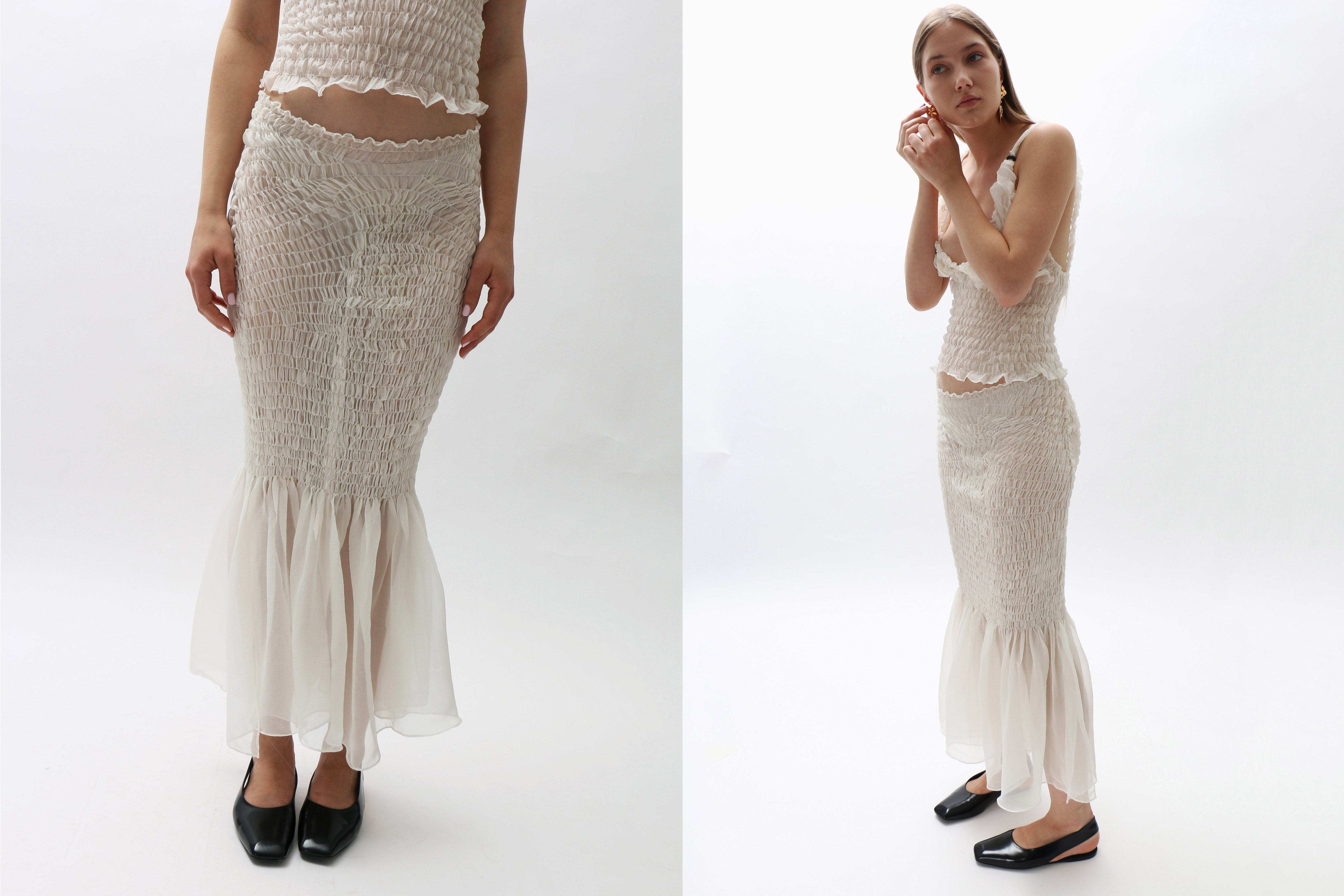 Maimoun Lucille Thièvre White Smock Skirt