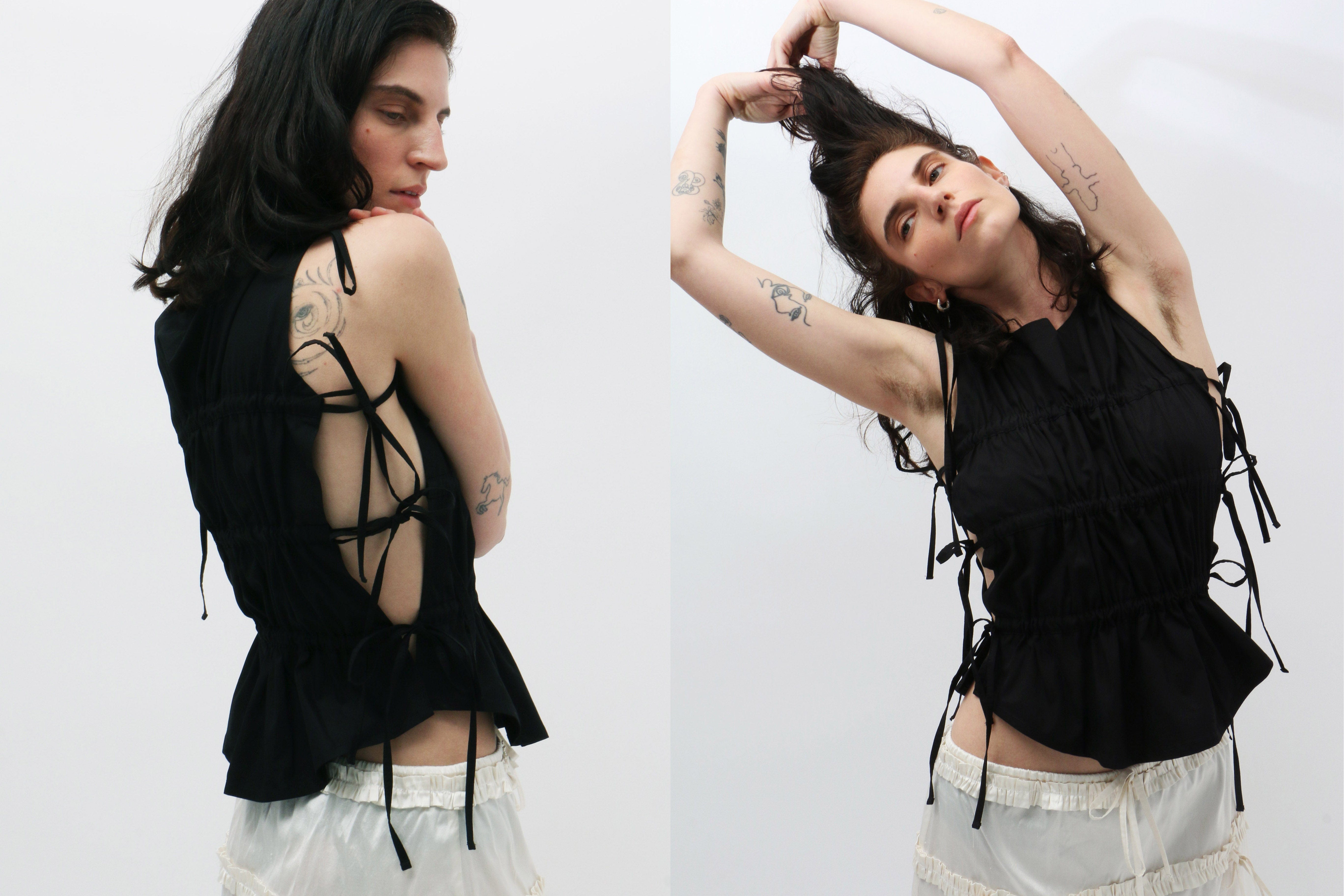Maimoun S-BA Black Ruched Vest