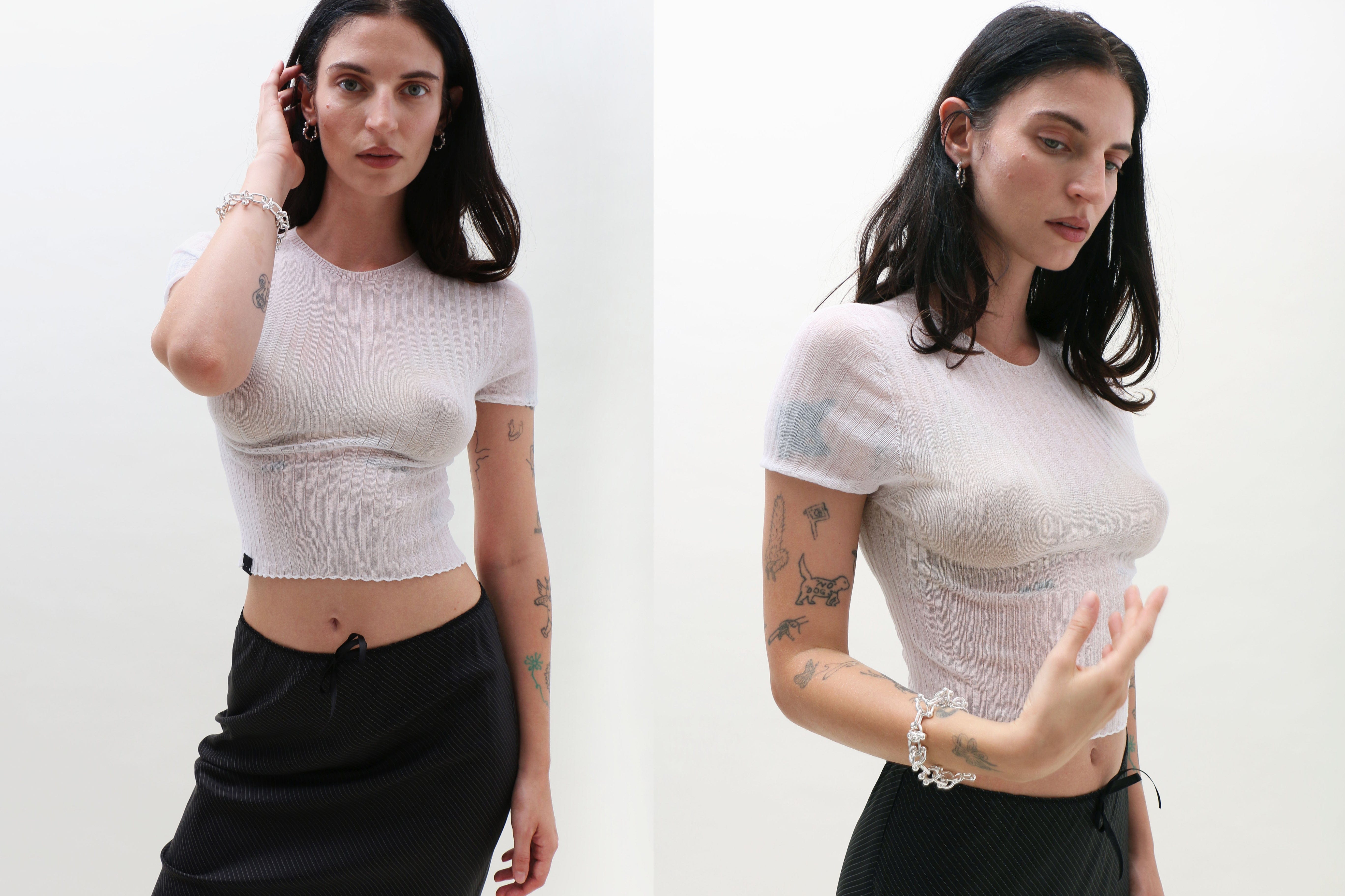 Maimoun Standard Issue White Tulle Baby Tee