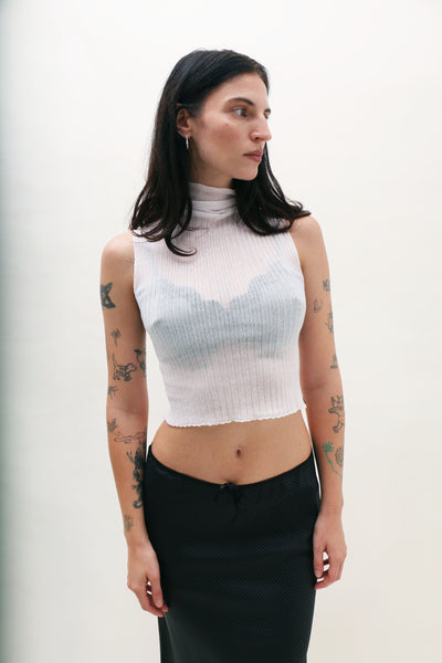 Standard Issue ~ White Tulle High Neck Top | MAIMOUN