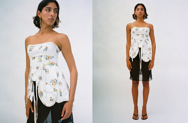 トップス yuhan wang handkerchief camisole Yuhan Wang White & Blue Handkerchief Camisole Yuhan Wang