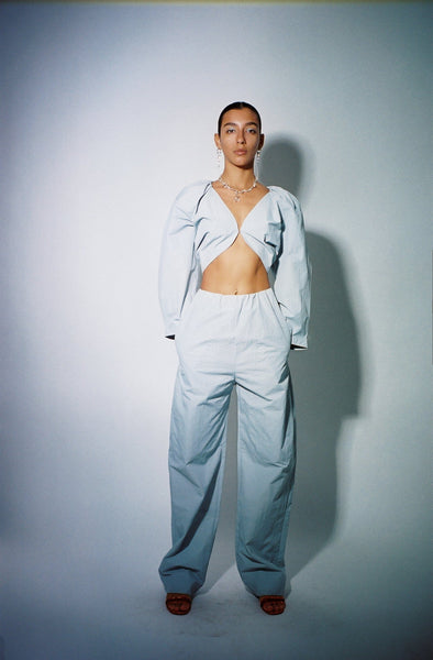 Paris Georgia ~ Subtle Blue Cocoon Track Pant | MAIMOUN