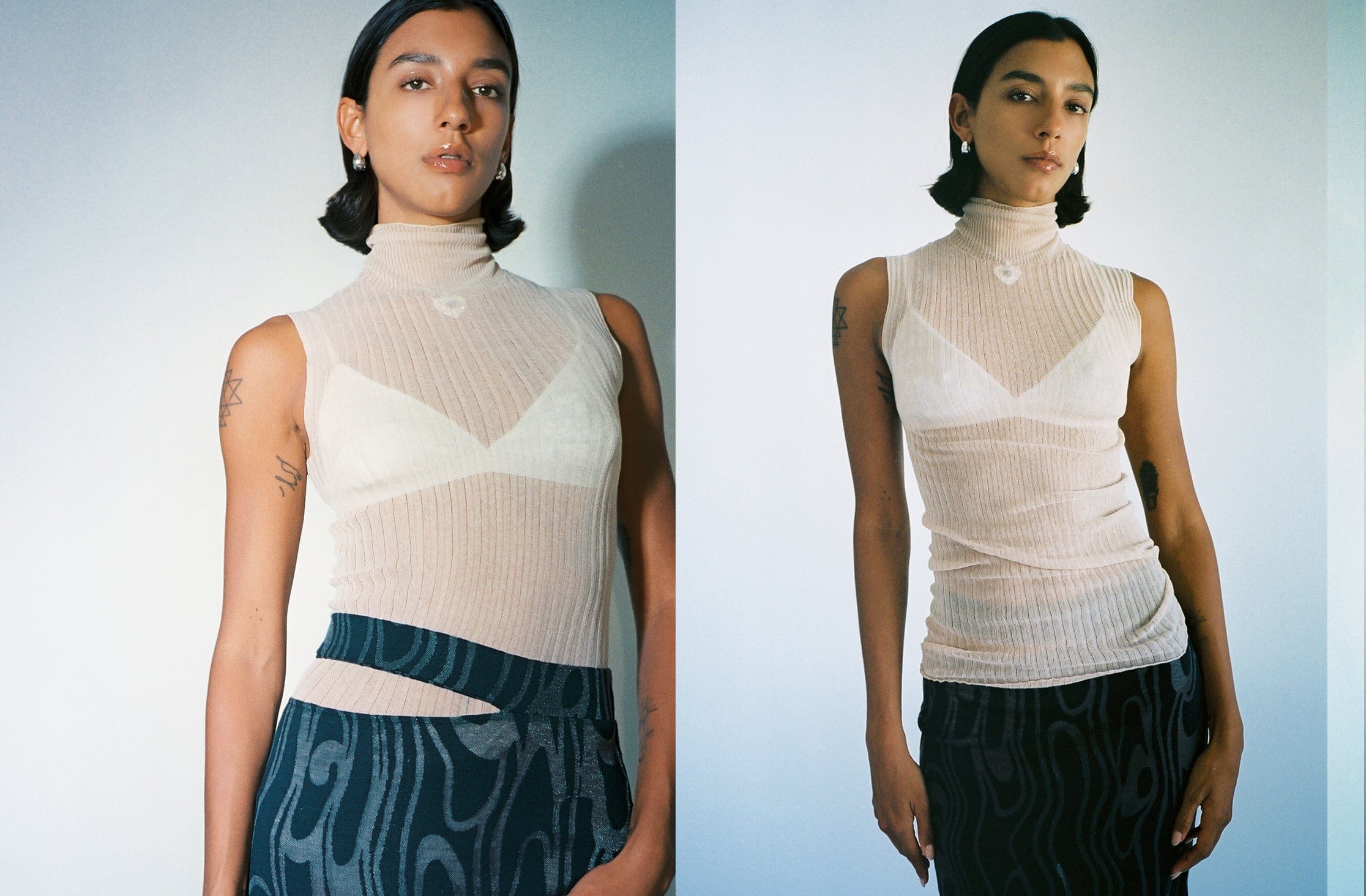 Maimoun Standard Issue Blush Tulle High Neck Top