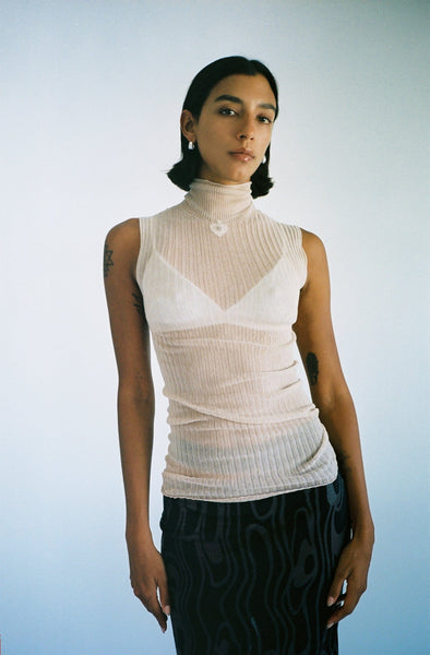 Standard Issue - Blush Tulle High Neck Top | MAIMOUN