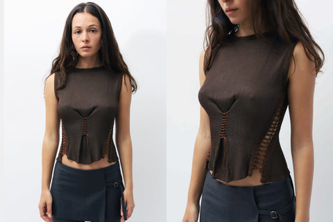 Alex Hadji ~ Brown Trikko Tank Top | MAIMOUN