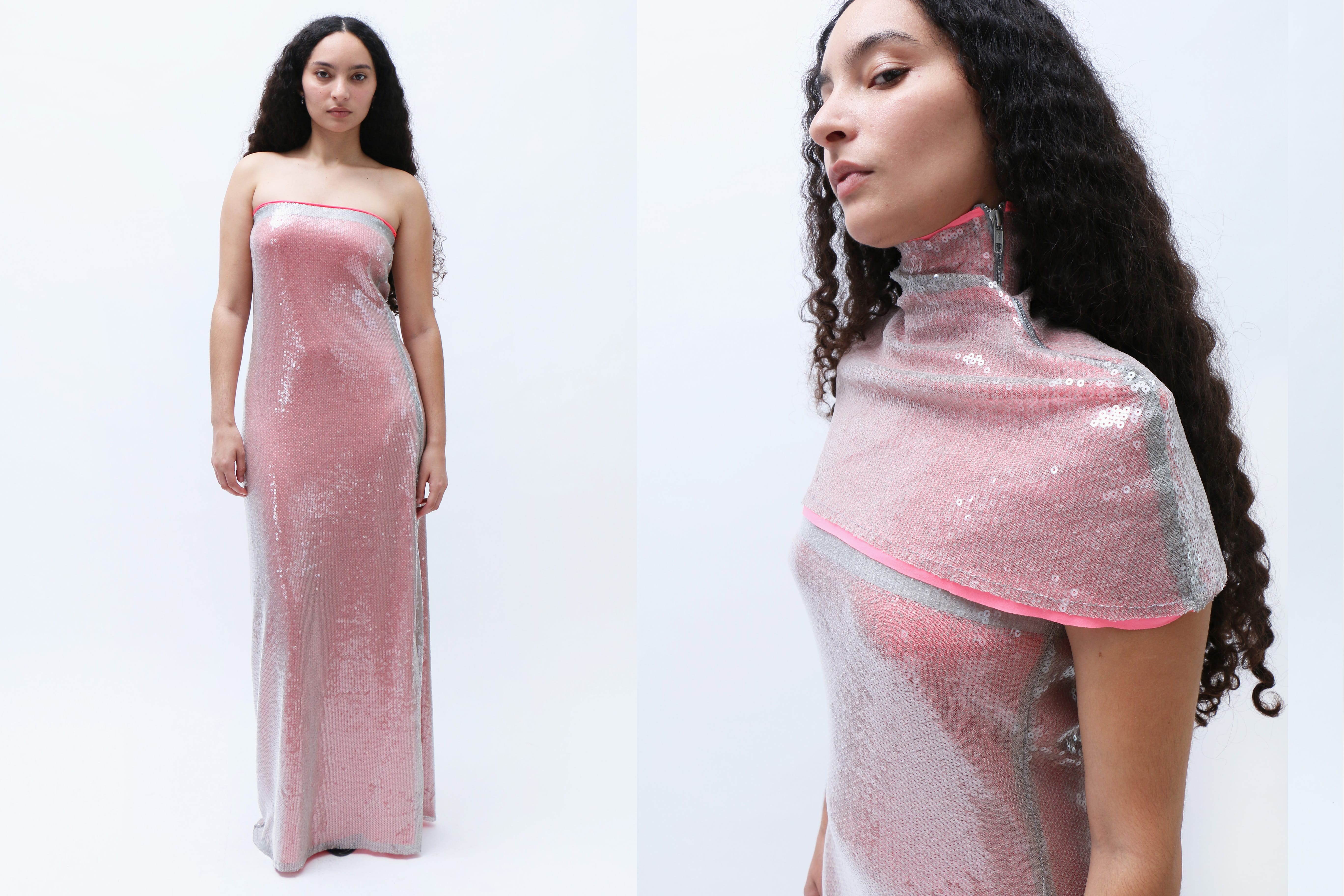 Maimoun Aurembiaix Sequin Bandeau Dress and Cape