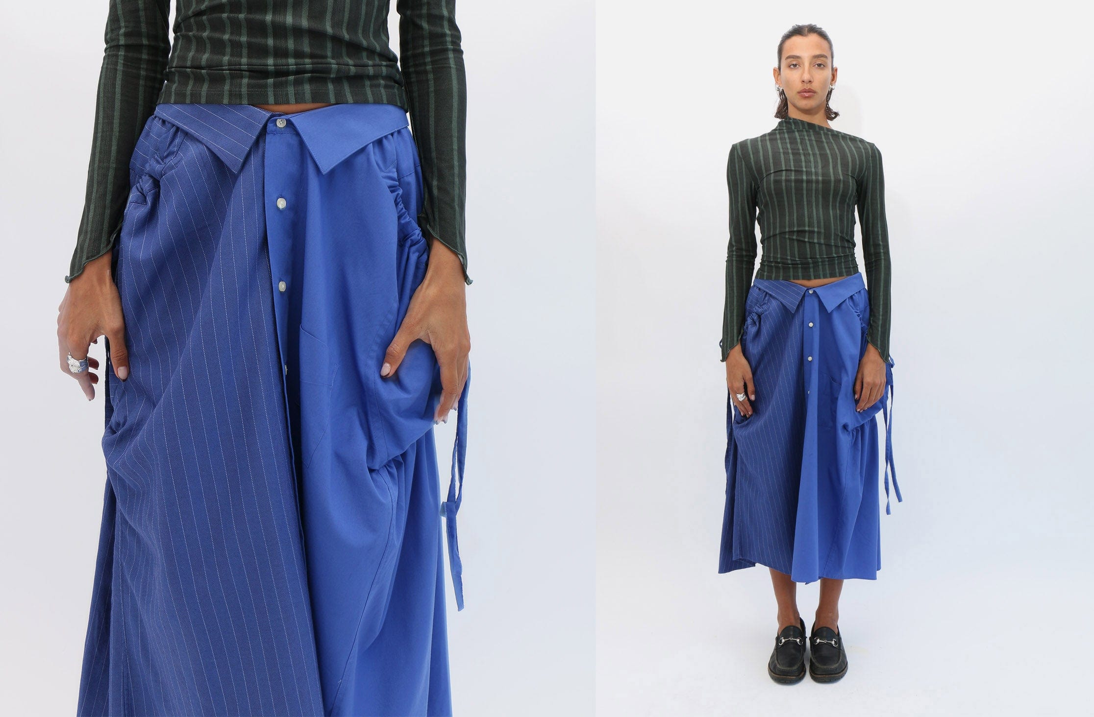 Maimoun Banzo Blue Striped Pannier Skirt