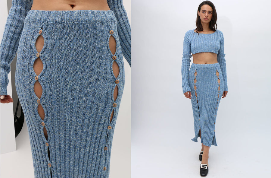 Maimoun Baserange Blue Melange Loulou Skirt