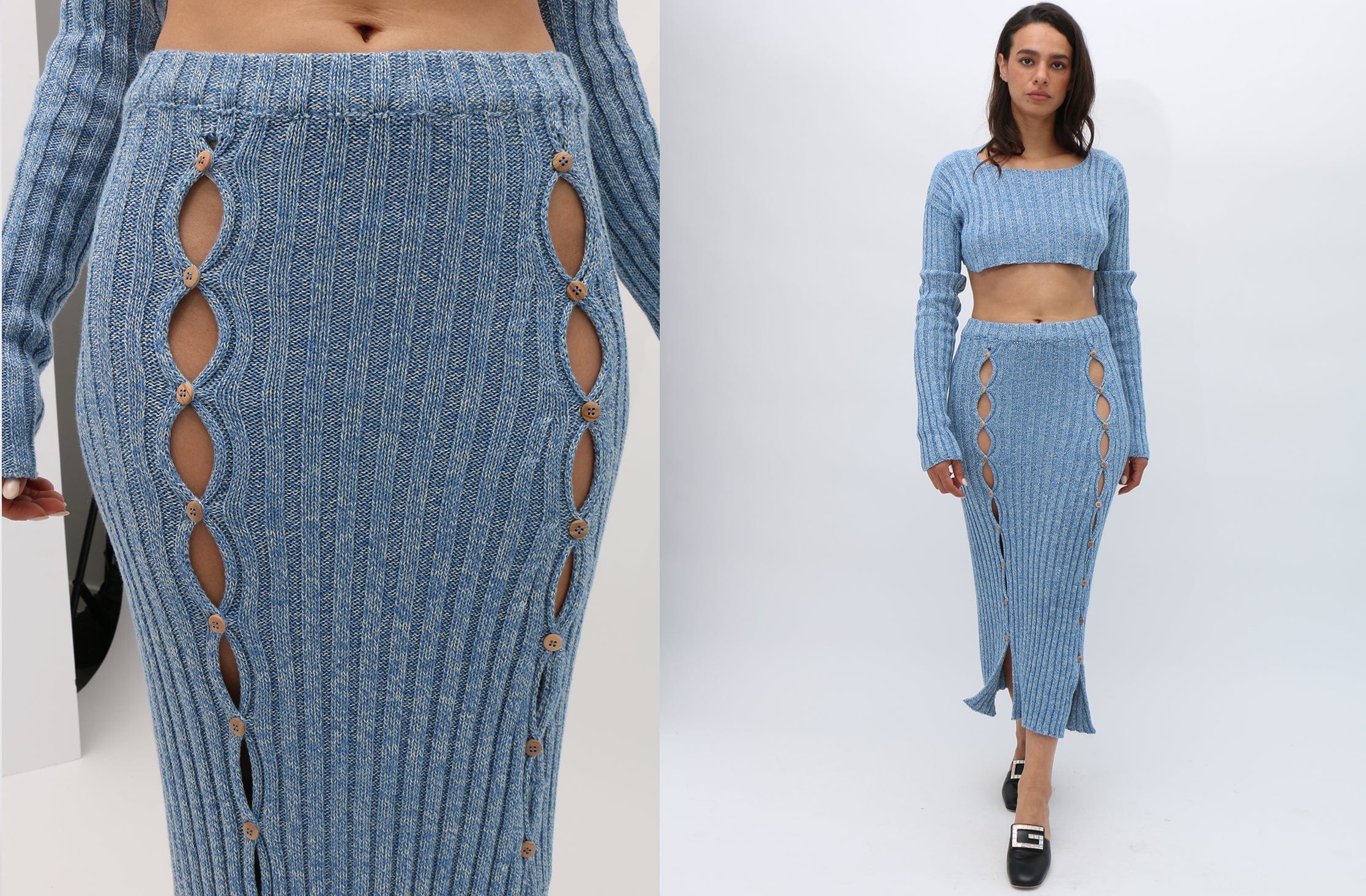 Baserange ~ Blue Melange Loulou Skirt | MAIMOUN