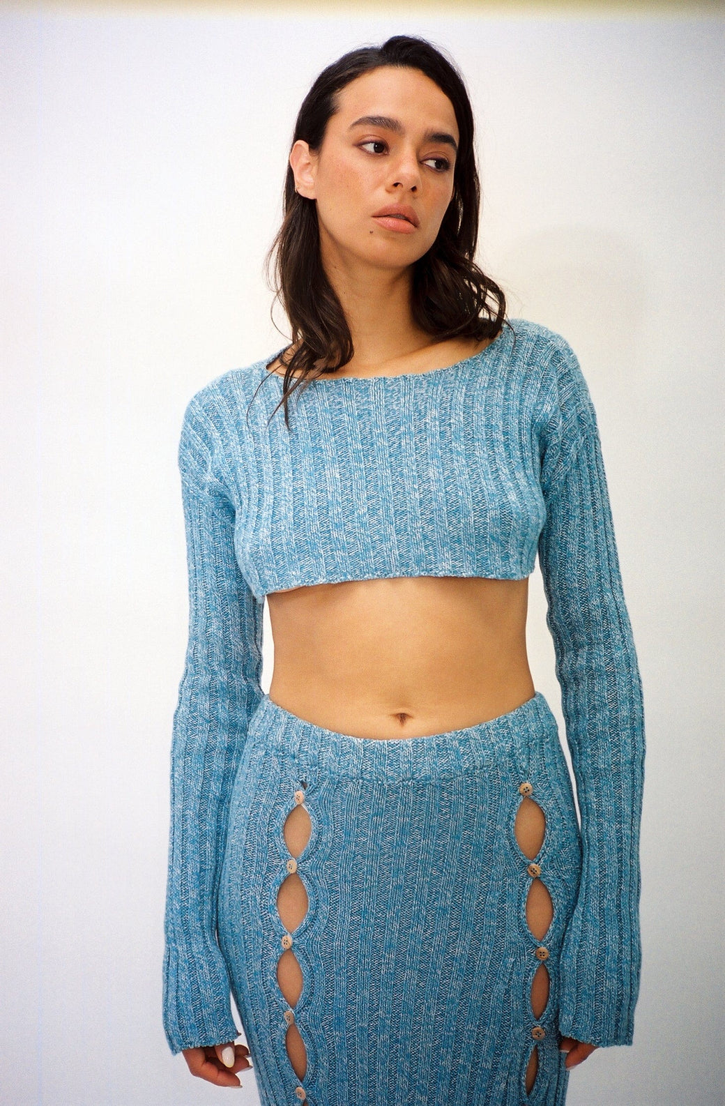 Baserange ~ Blue Melange Loulou Skirt | MAIMOUN