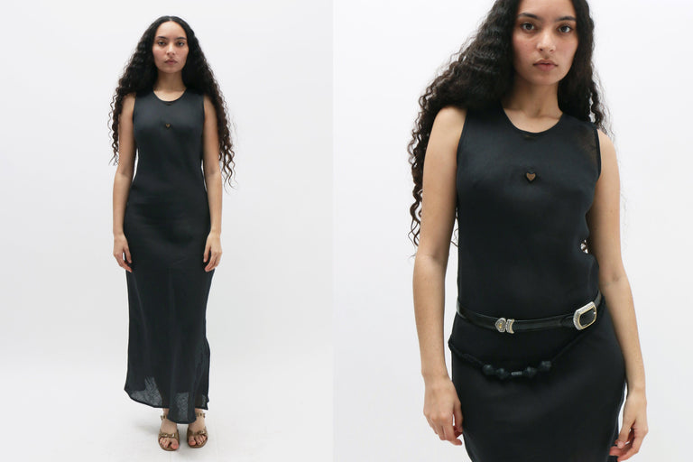 Dydine Tank Heart - Fine Linen ブラック XS Baserange ~ Black Dydine Heart Tank Dress | MAIMOUN