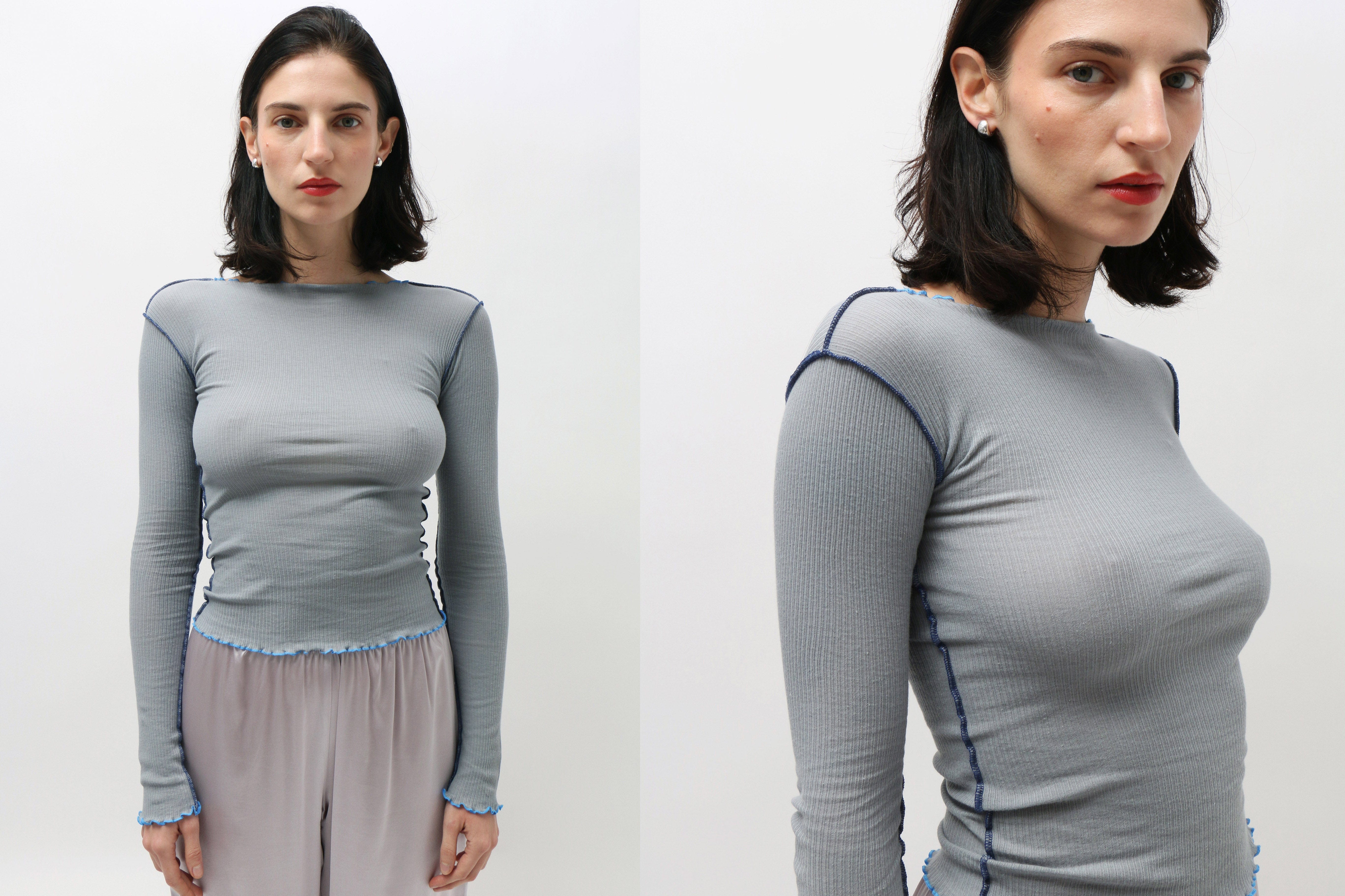 BASERANGE　VIEN LONG SLEEVE Baserange Vein Long Sleeve Tee In Bow Blue