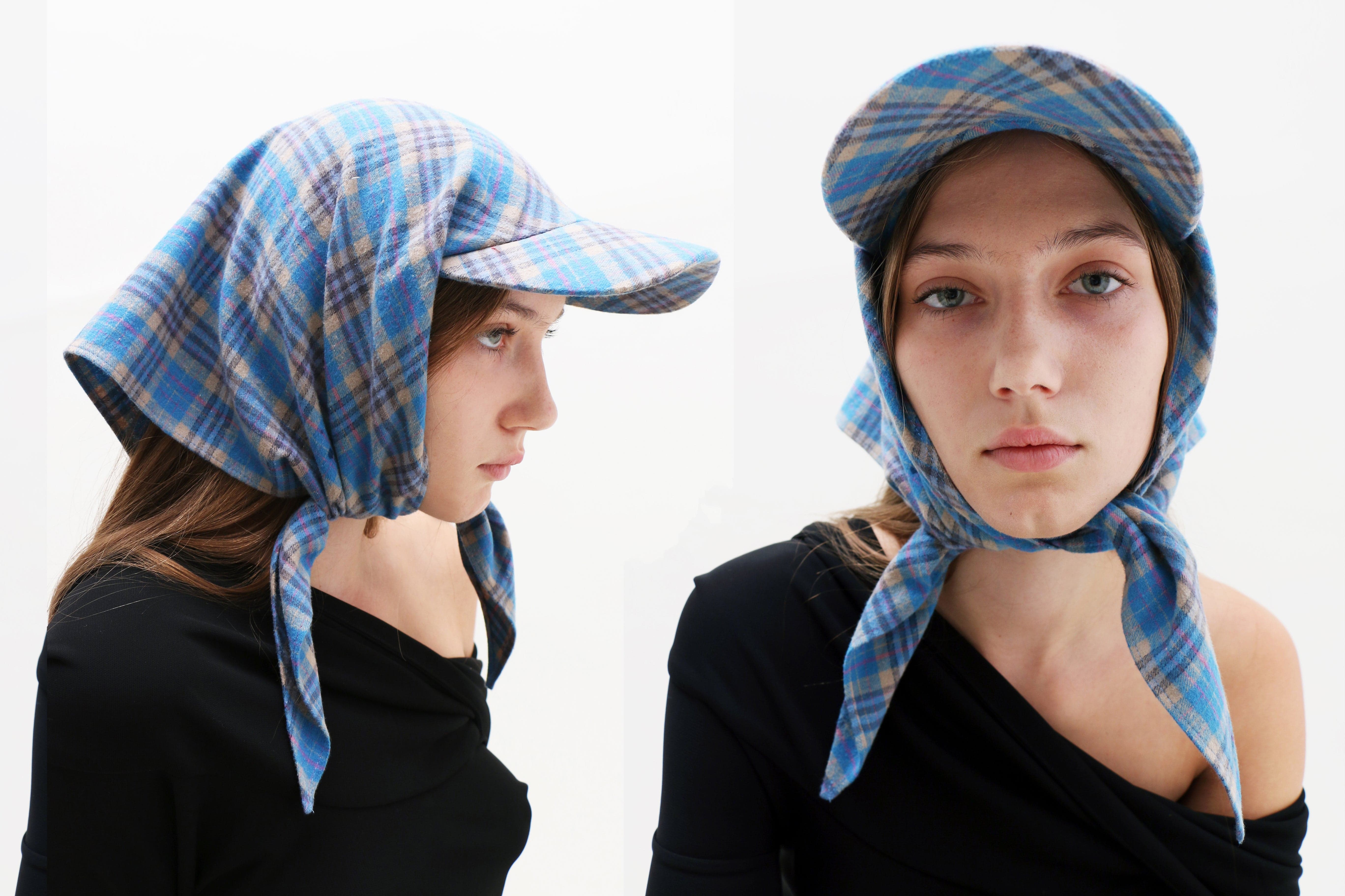Maimoun Clyde Sky Pink Plaid Brim Scarf