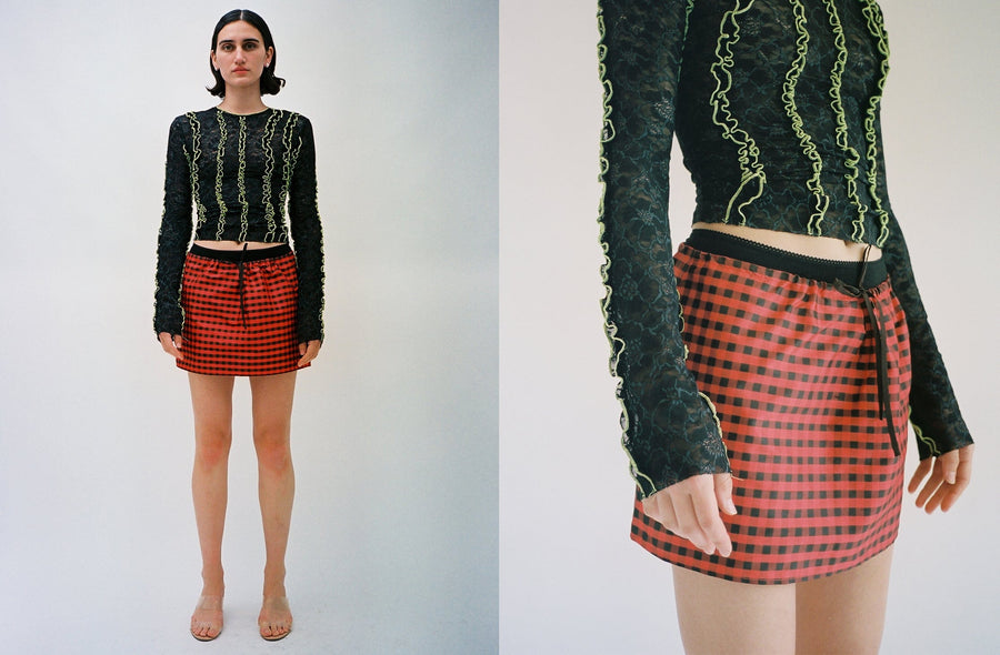 Maimoun Coming of Age Red Check Mini Skirt