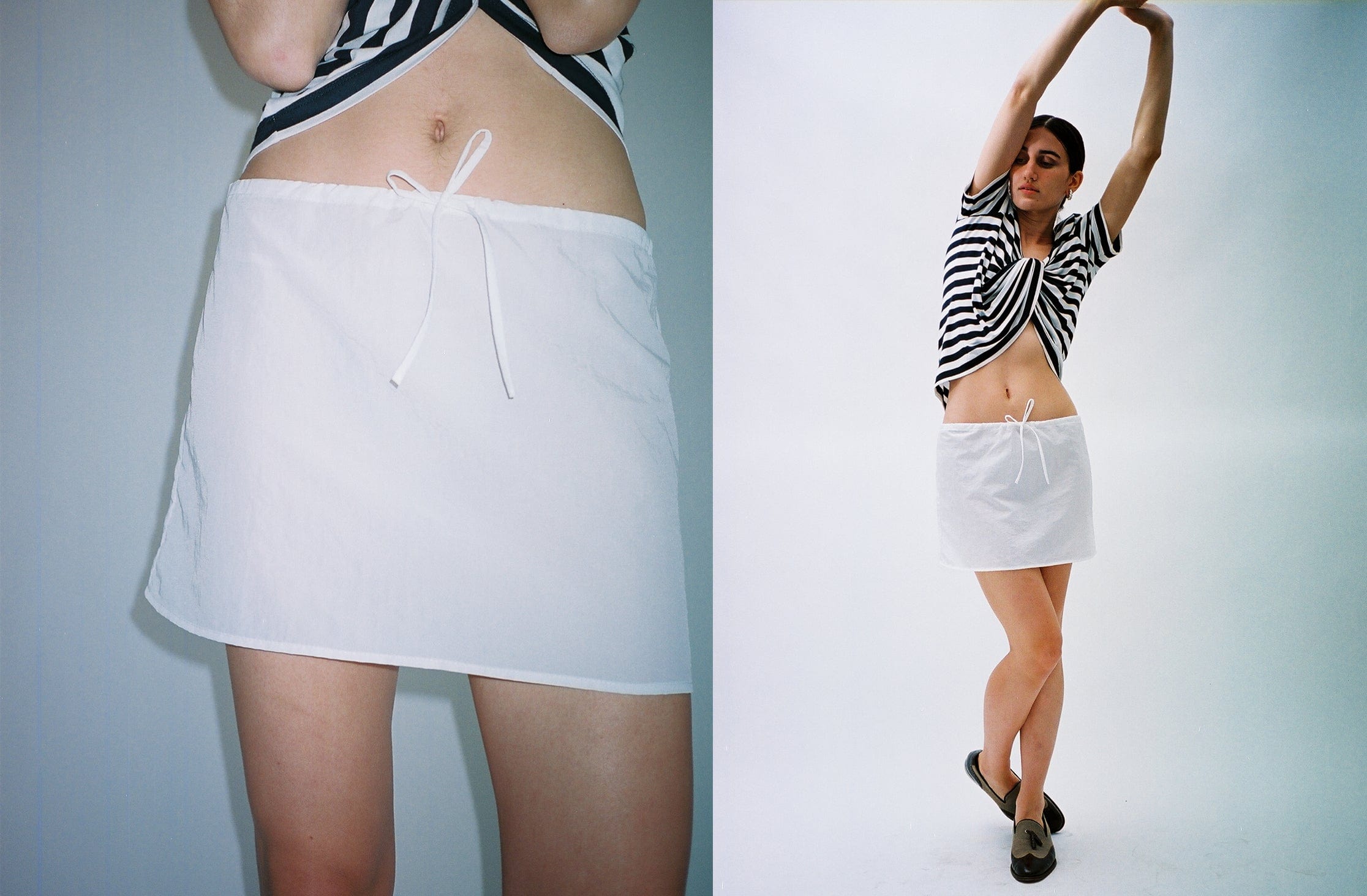 White Nylon Mini Skirt