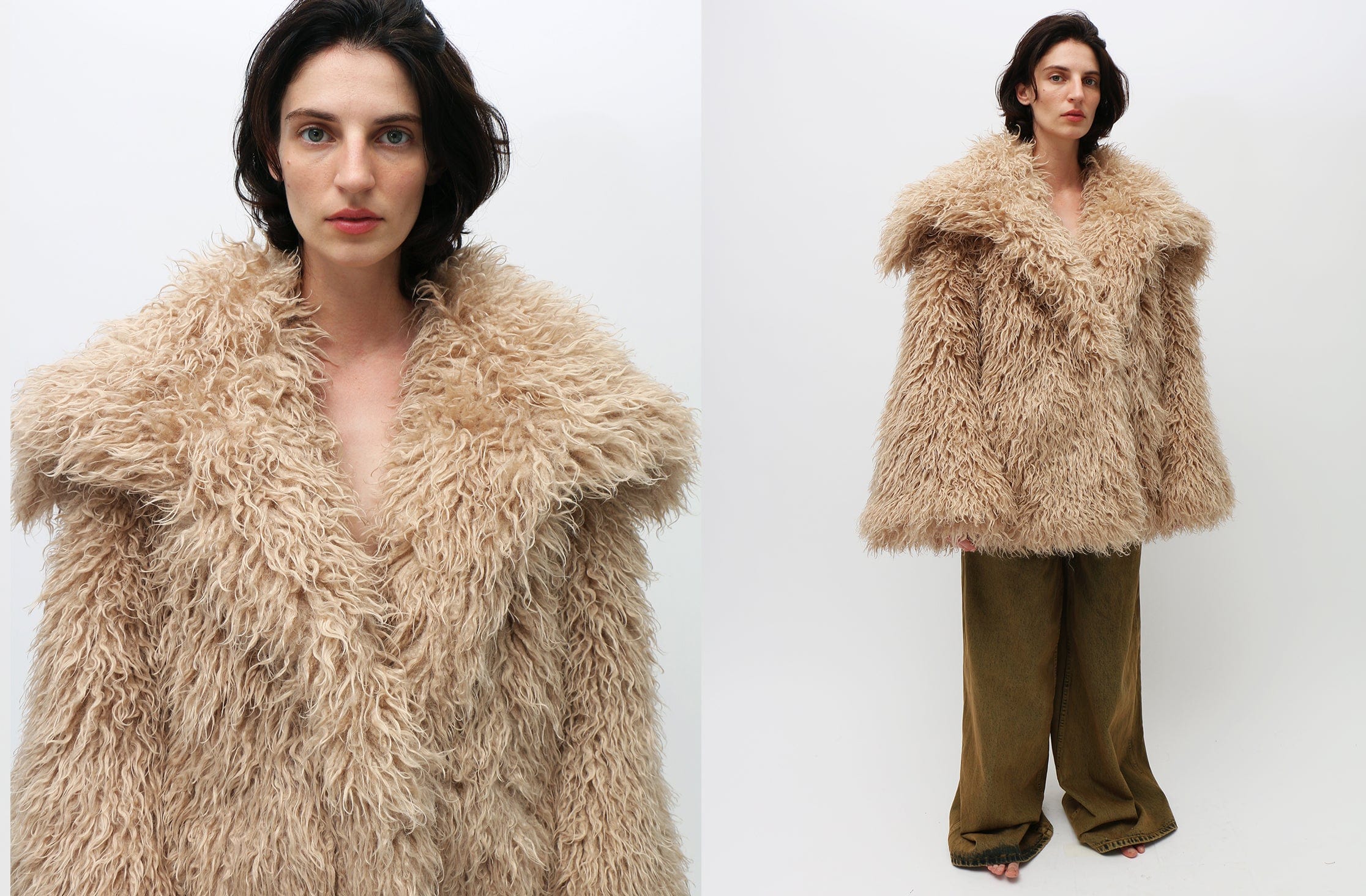 Maimoun Eckhaus Latta Golden Beige Shag Coat