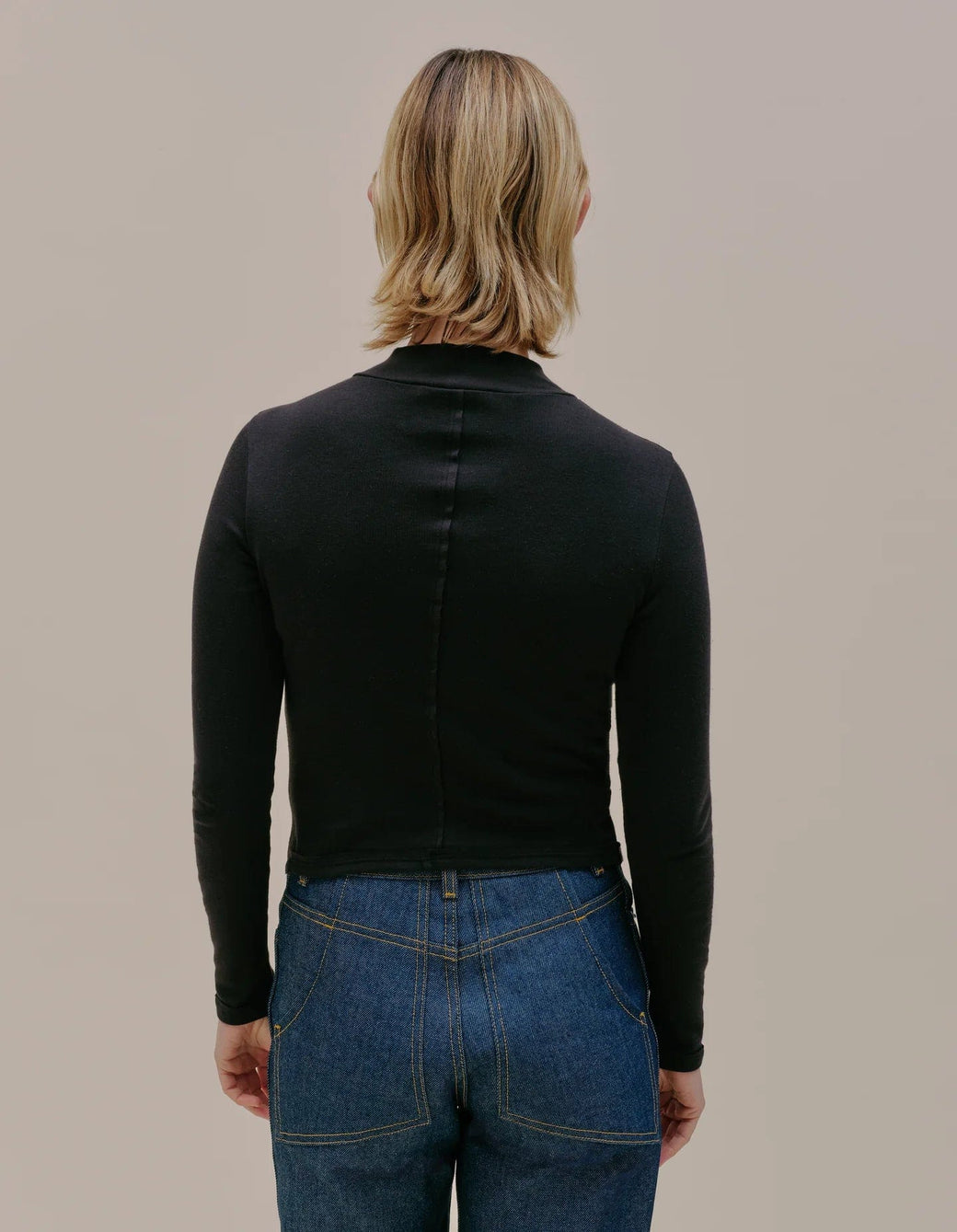 Eckhaus Latta ~ Black Lapped Baby Turtleneck | MAIMOUN Eckhaus Latta ~ Black Lapped Baby Turtleneck | MAIMOUN