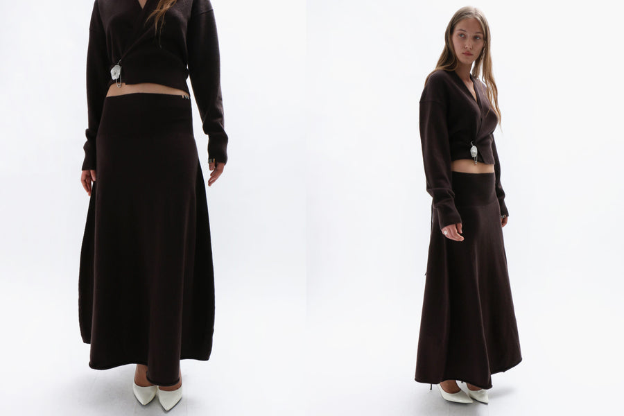 Maimoun Extreme Cashmere Dark Brown n°388 Ease Skirt