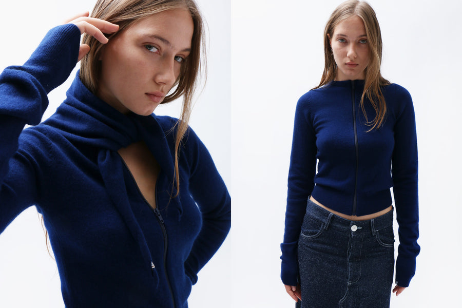 Maimoun Extreme Cashmere Midnight n°494 Tangerine Zip Up