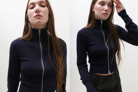 Extreme Cashmere ~ Navy n°302 Lemon Zip Cardigan | MAIMOUN