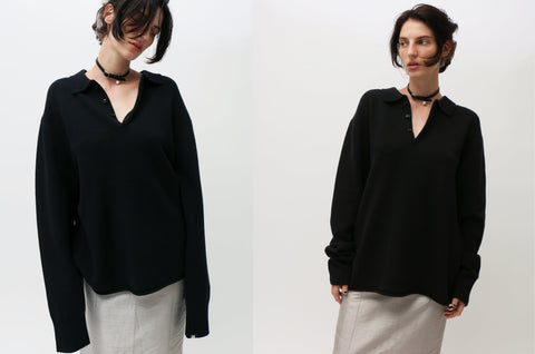 emm the shop 丸襟(black) emm petit marueri Extreme Cashmere ~ Raven N°357 Marylebone Polo | MAIMOUN