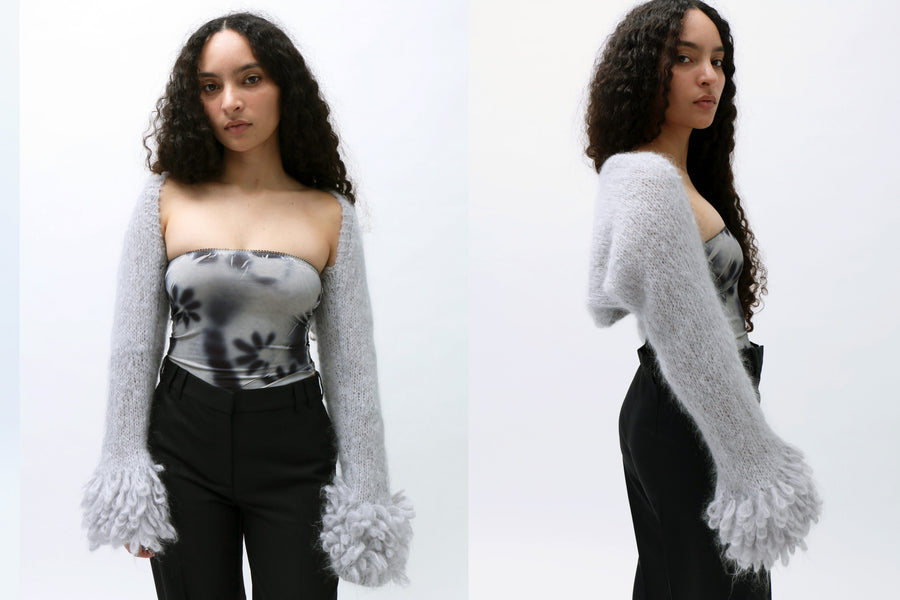 Maimoun Frisson Knits Silver Bolero Cuff Cardigan