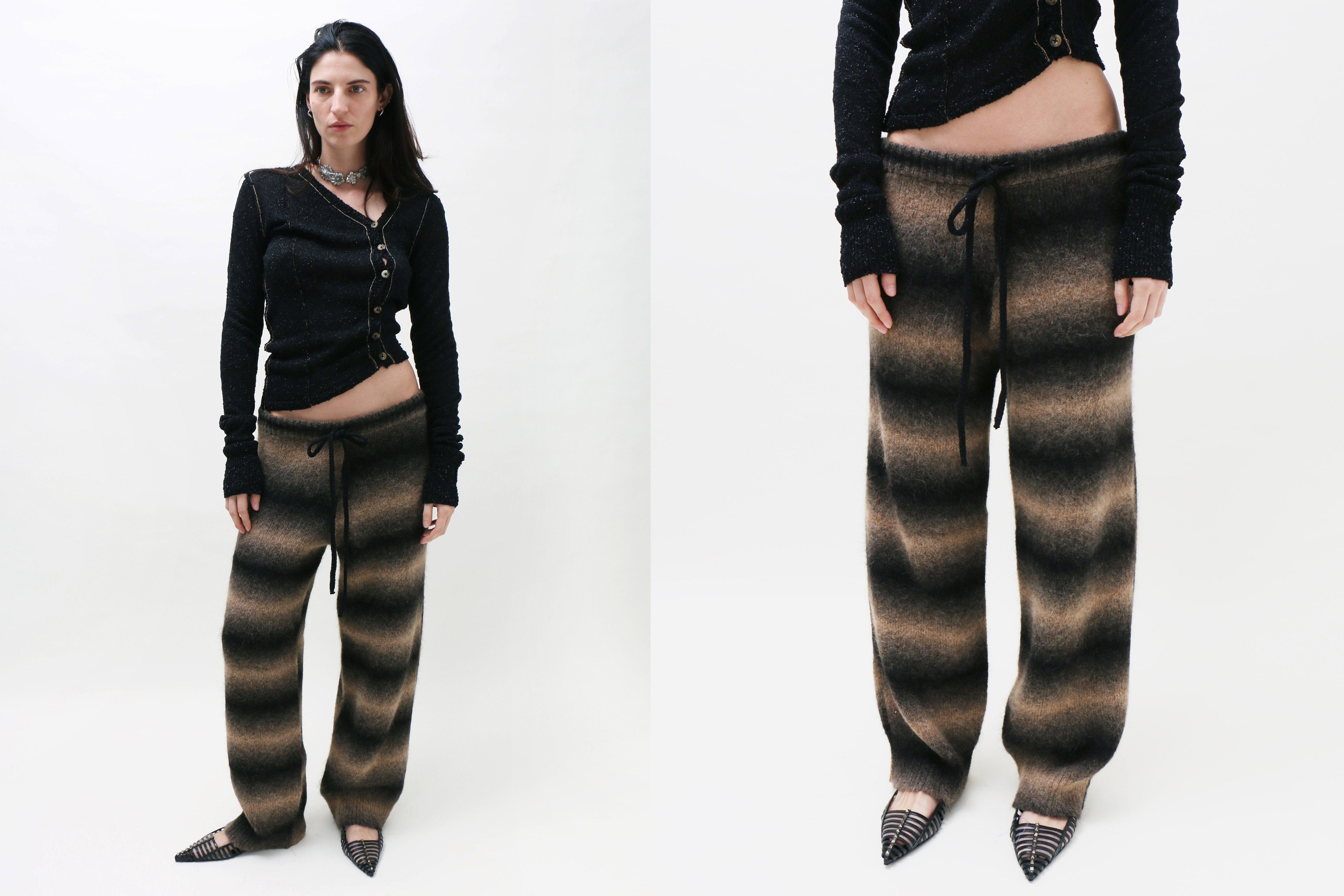 Maimoun Gabe Gordon Brown Alpaca Stripe Sweatpants
