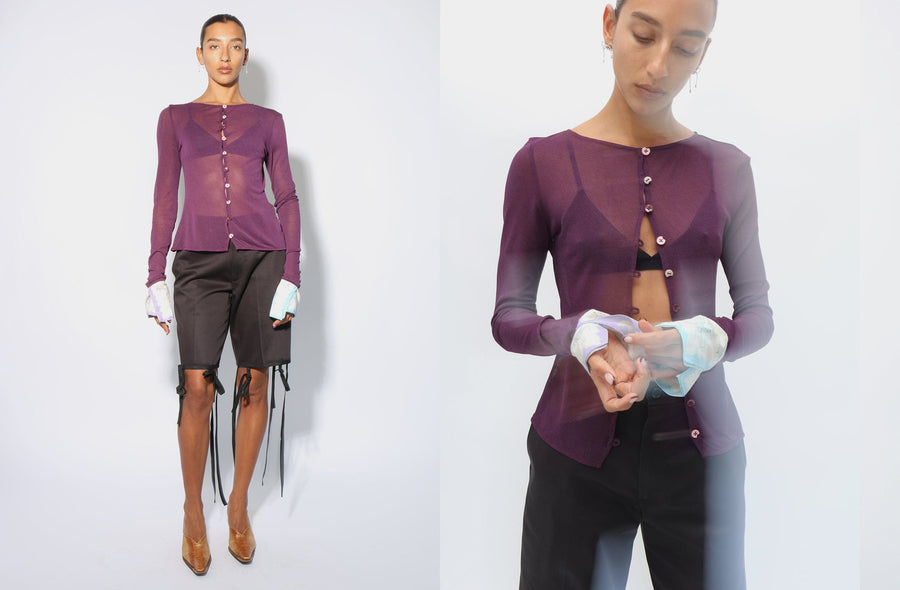 Maimoun Garbage Core Eggplant Handkerchiefs Top