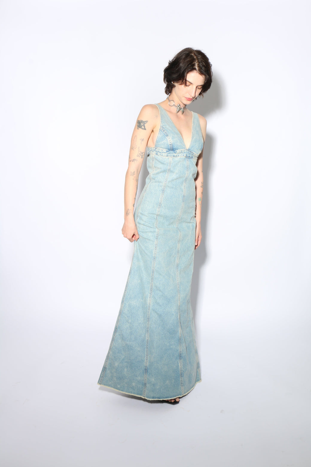 haikure denim dress Haikure Joelle Two-tone Organic Denim Shirt Dress - Women - Mid Denim Dresses