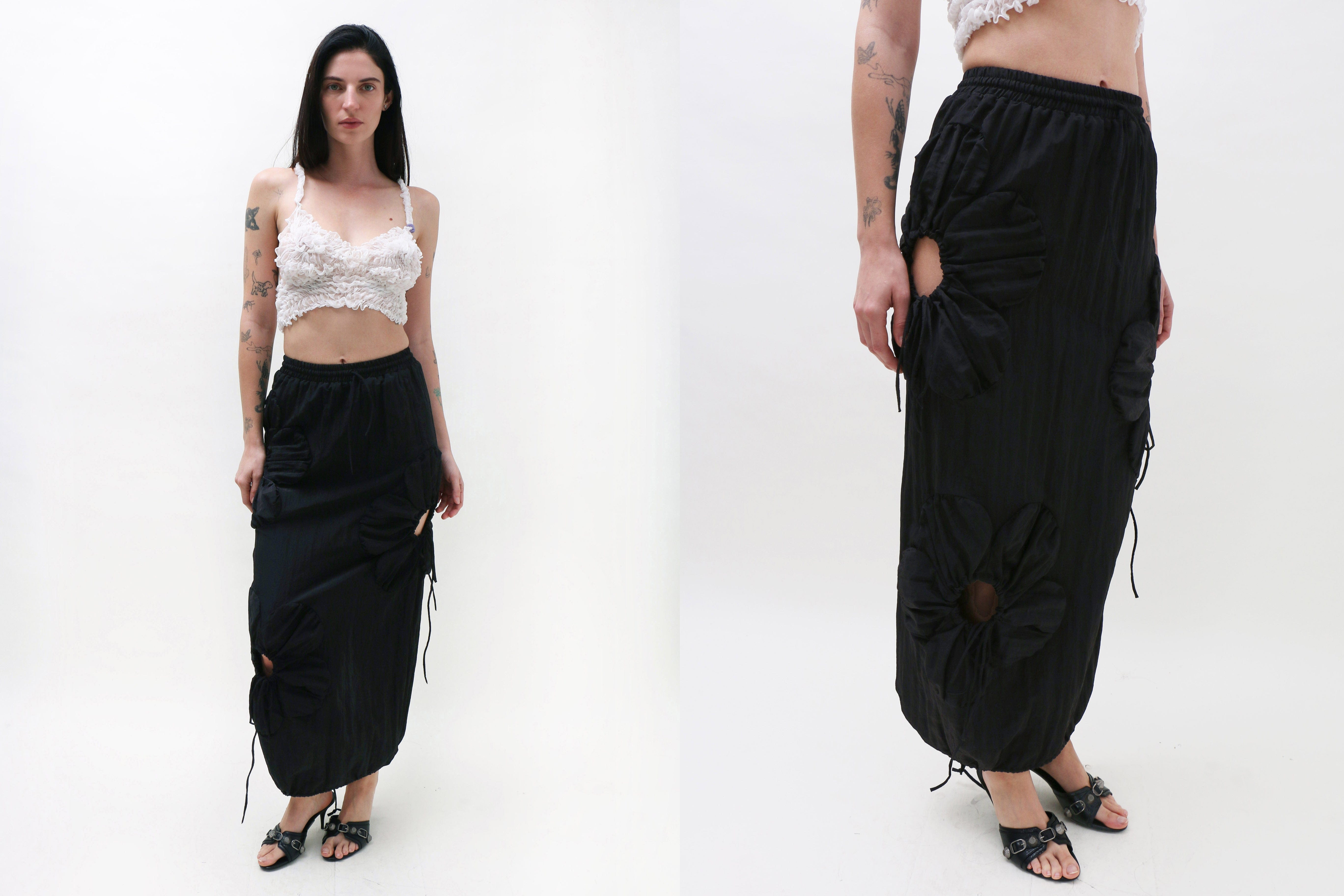 Maimoun J.Kim Black Flower Skirt