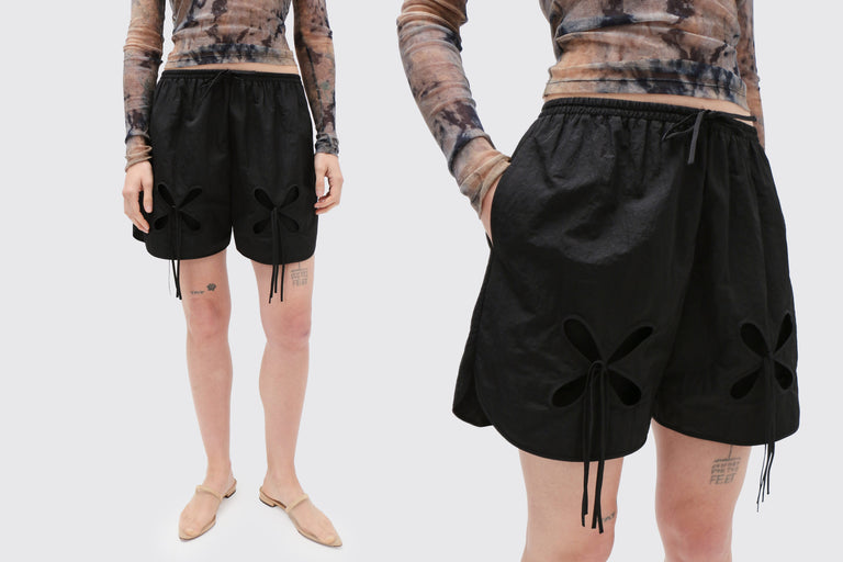 J.Kim ~ Black Petal Shorts | MAIMOUN