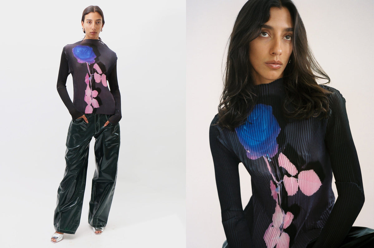 Julia Heuer ~ Blue Rose Lee Pleated Top | MAIMOUN