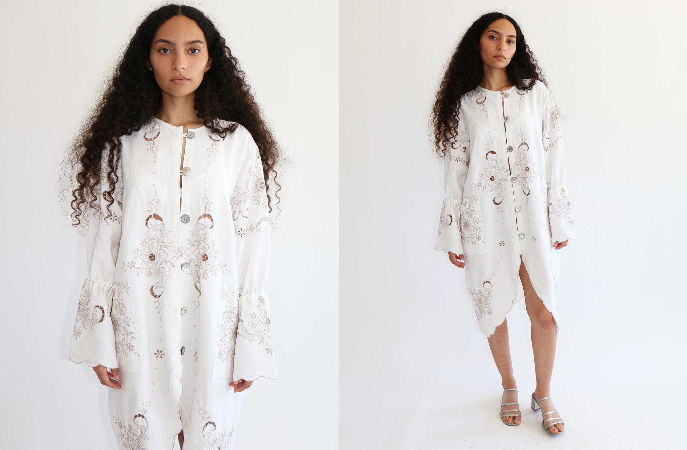 Maimoun Kahle Ivory Embroidered Robe