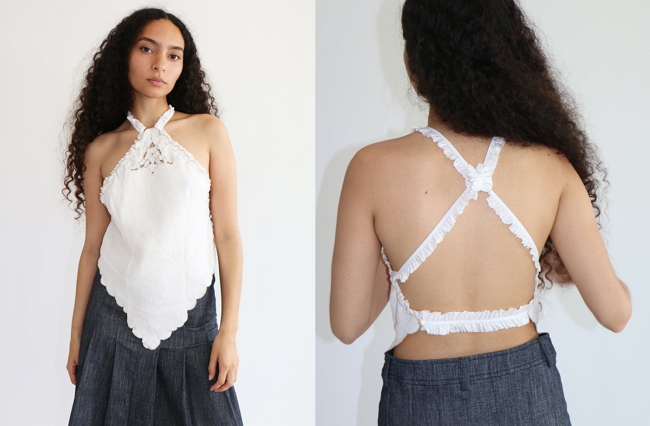 Maimoun Kahle Ivory Napkin Halter Top