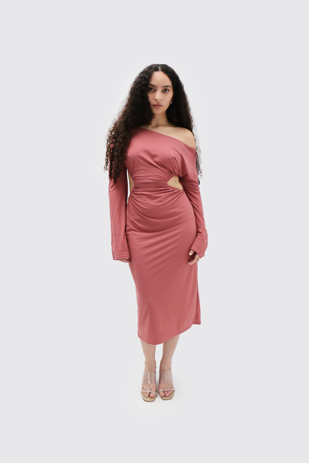 blush pink backless dress Blush Pink Chiffon Halter Dress: Backless A-line Gown
