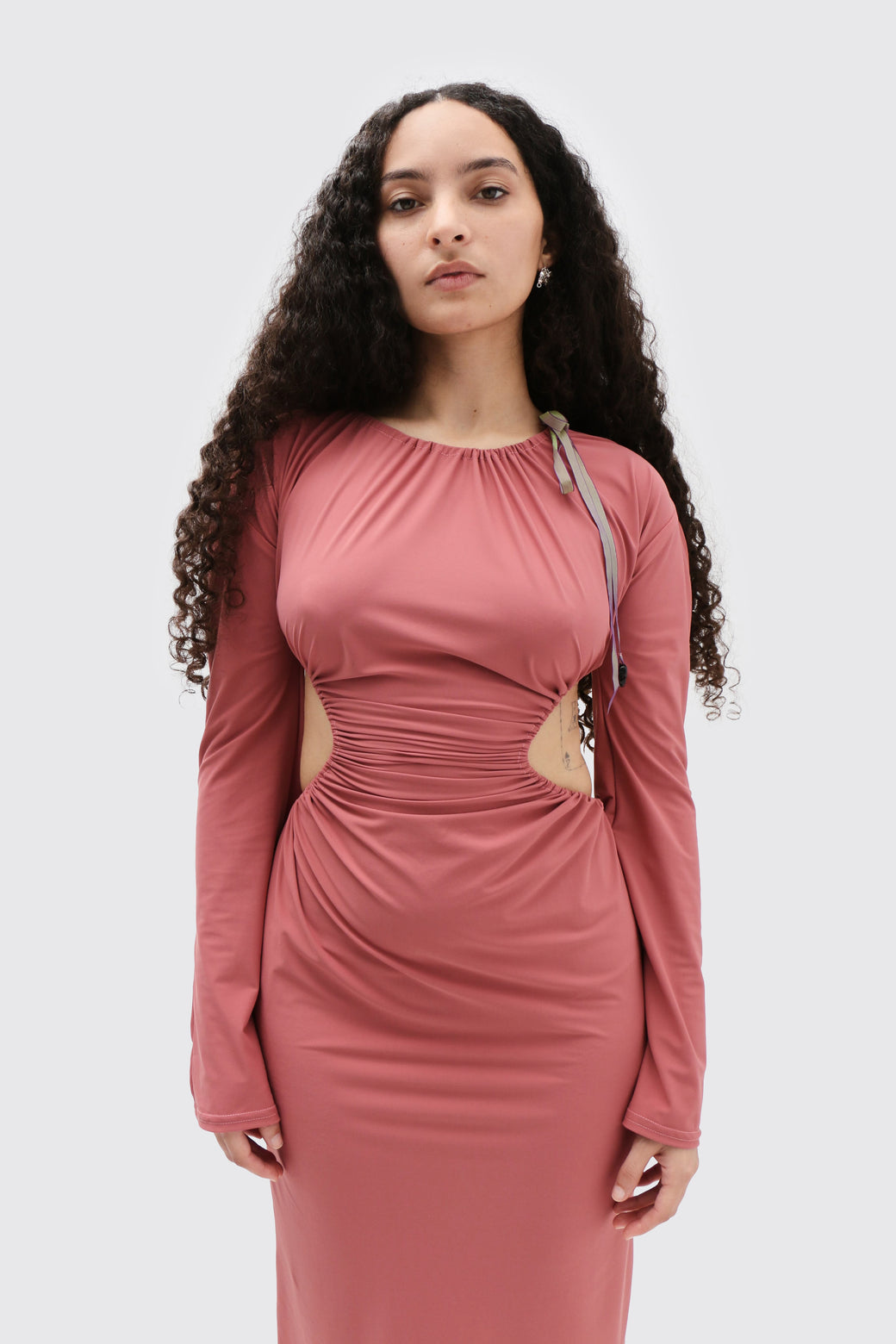 blush backless dress Amora Satin Backless Dress