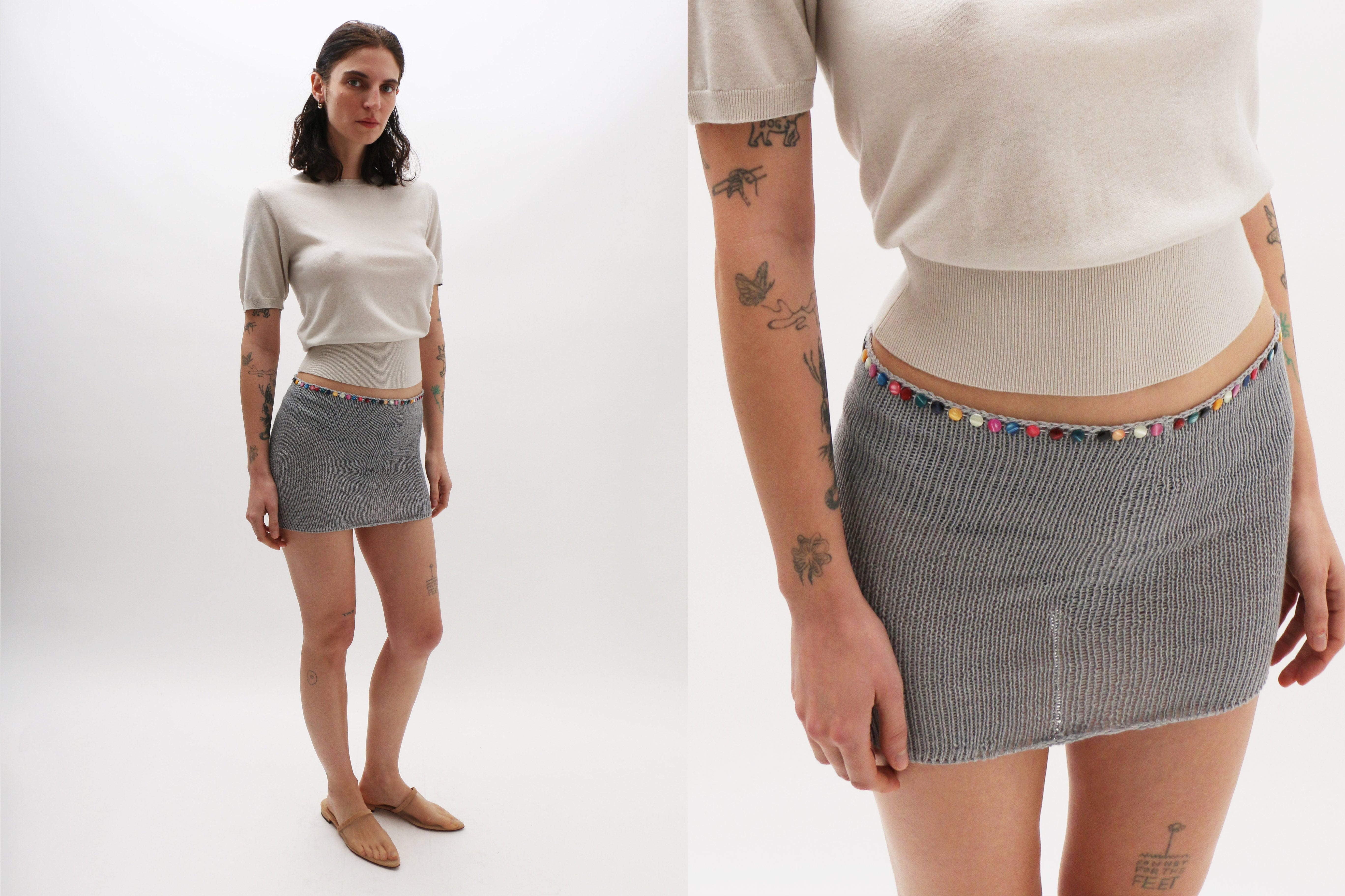 Maimoun Maribaudi Grey Dirty Buttons Skirt