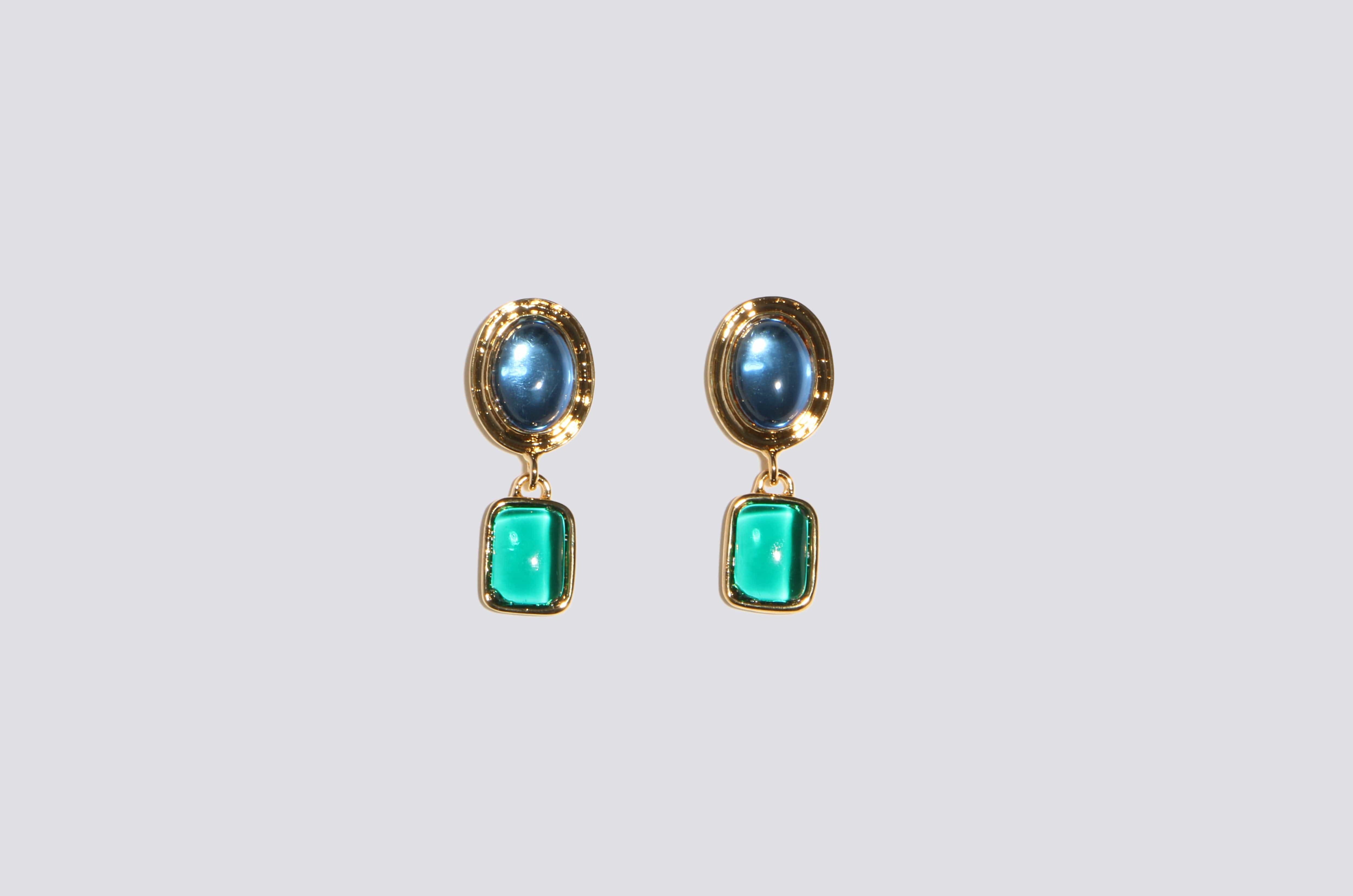 Maimoun Mondo Mondo Ice Blue and Emerald Jelly Earrings